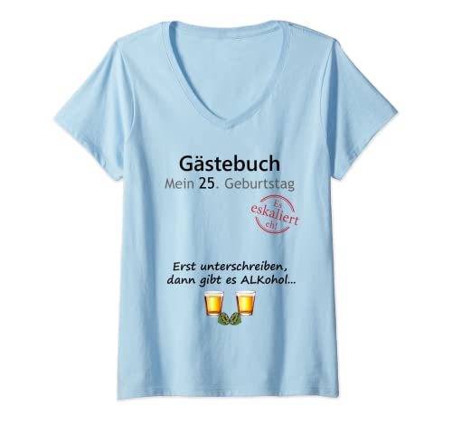 Damen Gästebuch zum 25. Geburtstag Junge Mädchen Lustiges Design T-Shirt mit V-Ausschnitt Damen Gästebuch zum 25. Geburtstag Junge Mädchen Lustiges Design T-Shirt mit V-Ausschnitt von Geschenkidee 1997 Damen Herren Geburtstagsgeschenk