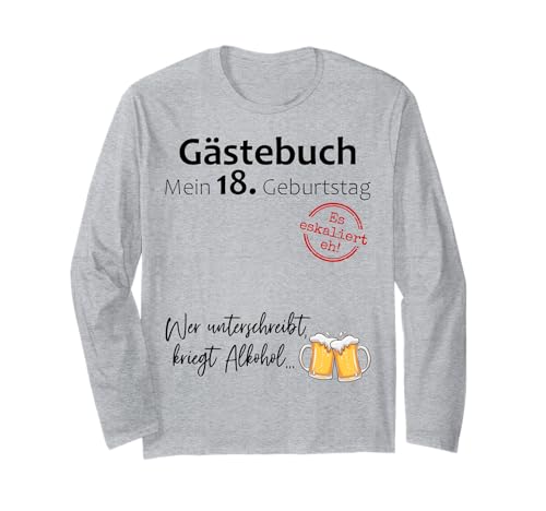 18. Geburtstag Junge Mädchen 18 Jahre 2007 Lustig Geschenk Langarmshirt von T-Shirt 18. Geburtstag Junge Mädchen 18 Jahre Deko