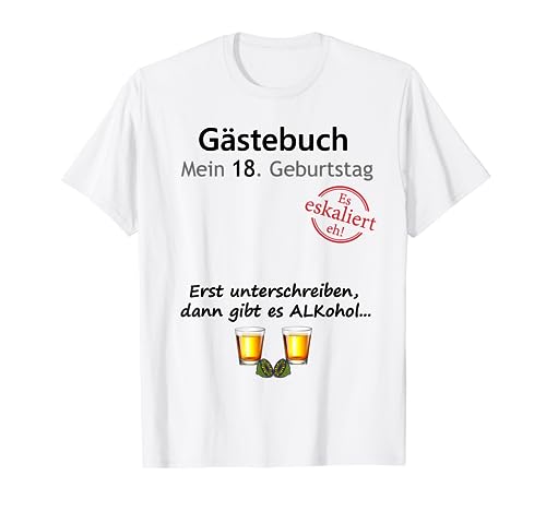 Party-Gästebuch zum 18. Geburtstag für Jungen und Mädchen, lustiges Design T-Shirt von Geschenkidee 2003 Damen Herren Geburtstagsgeschenk