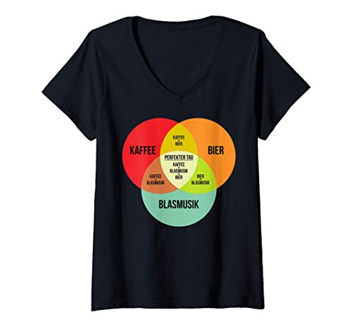 Damen Blasmusik Geschenk Instrumente Blaskapelle Kapelle T-Shirt mit V-Ausschnitt von Geschenkidee Blasmusiker und Blasmusik
