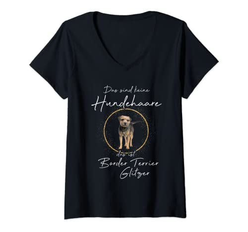 Damen Das ist Border Terrier Glitzer Hund Hunde Hundemama T-Shirt mit V-Ausschnitt Damen Das ist Border Terrier Glitzer Hund Hunde Hundemama T-Shirt mit V-Ausschnitt von Geschenkidee Das ist Border Terrier Glitzer