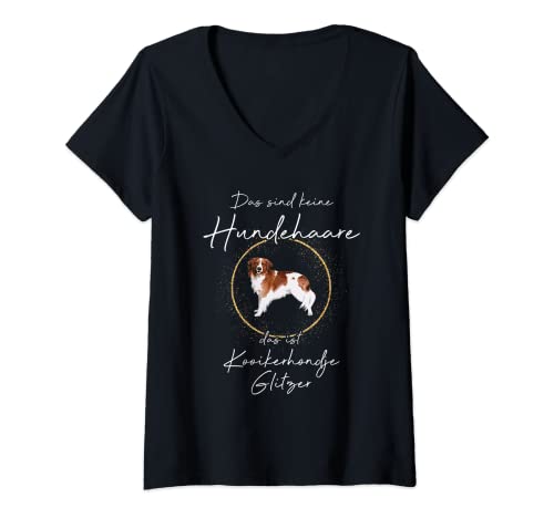 Damen Das ist Kooikerhondje Glitzer Hund Hunde Hundemama Pfote T-Shirt mit V-Ausschnitt Damen Das ist Kooikerhondje Glitzer Hund Hunde Hundemama Pfote T-Shirt mit V-Ausschnitt von Geschenkidee Das ist Kooikerhondje Glitzer