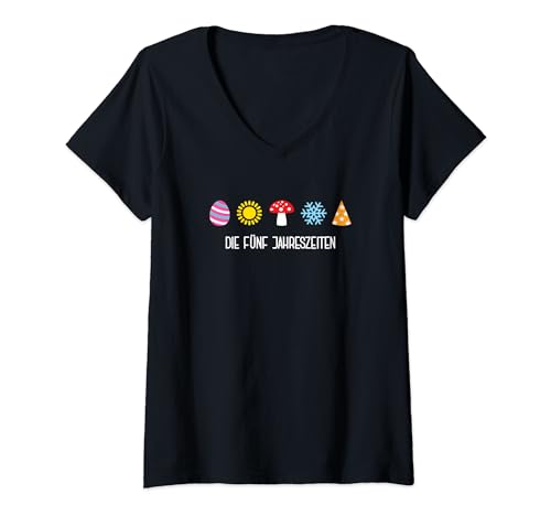Damen Die Fünf Jahreszeiten Fasching Outfit Karnevalisten Karneval T-Shirt mit V-Ausschnitt Damen Die Fünf Jahreszeiten Fasching Outfit Karnevalisten Karneval T-Shirt mit V-Ausschnitt von Geschenkidee Karneval Geschenk Karnevalist