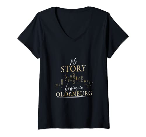 Damen My story begins in Oldenburg Oldenburger T-Shirt mit V-Ausschnitt Damen My story begins in Oldenburg Oldenburger T-Shirt mit V-Ausschnitt von Geschenkidee My story begins in Oldenburg