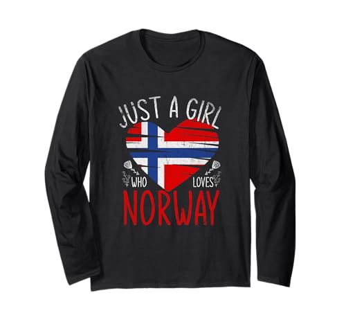 Nur EIN Mädchen das Norwegen liebt Norwegen Langarmshirt von Geschenkidee Norweger Norwegischer Flagge