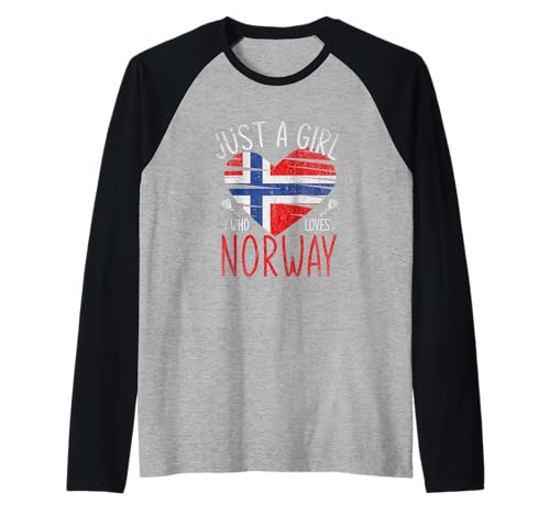 Nur EIN Mädchen das Norwegen liebt Norwegen Raglan von Geschenkidee Norweger Norwegischer Flagge