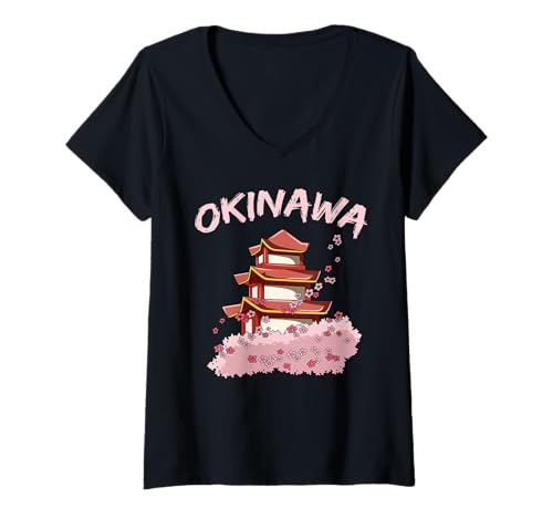 Damen Zen-Tempel Okinawa Japan T-Shirt mit V-Ausschnitt Damen Zen-Tempel Okinawa Japan T-Shirt mit V-Ausschnitt von Geschenkidee Okinawa Japan