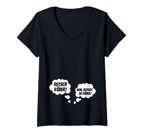 Damen Lustige Sprechblase Schwangerschaft Verkünden Zwillinge T-Shirt mit V-Ausschnitt Damen Lustige Sprechblase Schwangerschaft Verkünden Zwillinge T-Shirt mit V-Ausschnitt von Geschenkidee Schwangere Zwillinge Werdende Mutter