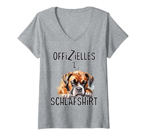 Damen Offizielles Schlafshirt Hund Schlafanzug Lustig Boxer T-Shirt mit V-Ausschnitt Damen Offizielles Schlafshirt Hund Schlafanzug Lustig Boxer T-Shirt mit V-Ausschnitt von Geschenkidee Weihnachtsgeschenk