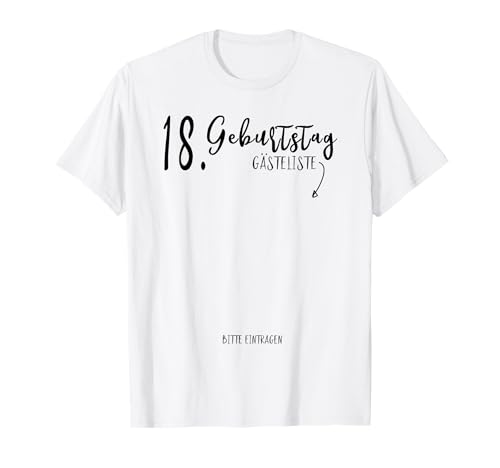 Geschenk zum 18. Geburtstag Gästebuch Jungen oder Mädchen T-Shirt Geschenk zum 18. Geburtstag Gästebuch Jungen oder Mädchen T-Shirt von Geschenkidee für 18. Geburtstagsparty