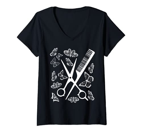 Damen Friseur Friseurin Kosmetikerin Geschenk Meister Gesellin T-Shirt mit V-Ausschnitt Damen Friseur Friseurin Kosmetikerin Geschenk Meister Gesellin T-Shirt mit V-Ausschnitt von Geschenkidee für Friseurinnen Kosmetikerinnen