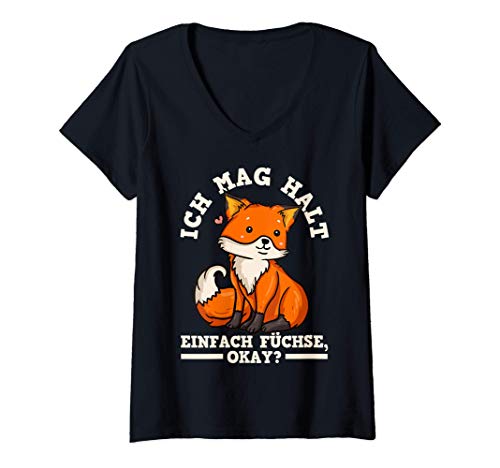 Damen Fuchs Rotfuchs Reineke Fuchsliebhaber T-Shirt mit V-Ausschnitt Damen Fuchs Rotfuchs Reineke Fuchsliebhaber T-Shirt mit V-Ausschnitt von Geschenkidee für Fuchsliebhaber