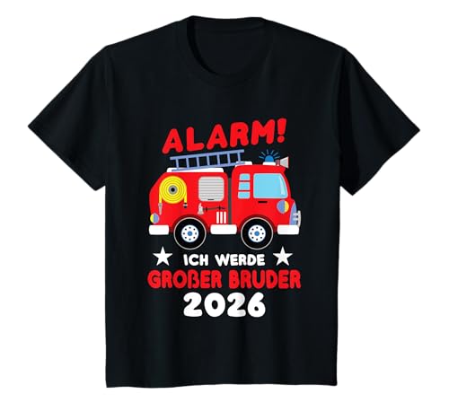 Kinder Ich werde großer Bruder 2026 Feuerwehrauto Baby Ankündigung T-Shirt Kinder Ich werde großer Bruder 2026 Feuerwehrauto Baby Ankündigung T-Shirt von Geschenkidee für Großer Bruder 2026 - Babyparty