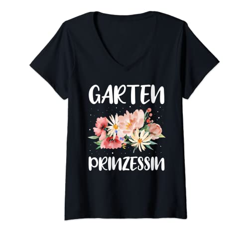Damen Garten Prinzessin für Blumen Gärtnerin und Hobbygärtnerin T-Shirt mit V-Ausschnitt Damen Garten Prinzessin für Blumen Gärtnerin und Hobbygärtnerin T-Shirt mit V-Ausschnitt von Geschenkidee für Hobbygärtner & Landschaftsgärtner