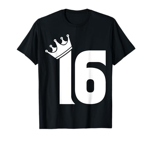 16. Geburtstag Jungs Mädchen Teenager Vintage Zahl mit Krone T-Shirt von Geschenkidee zum 16. Geburtstag Zahl und Krone