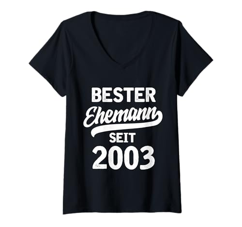 Damen Bester Ehemann seit 2003 zum 22. Hochzeitstag Vintage Retro T-Shirt mit V-Ausschnitt Damen Bester Ehemann seit 2003 zum 22. Hochzeitstag Vintage Retro T-Shirt mit V-Ausschnitt von Geschenkidee zum 18ten Hochzeitstag Jahrestag