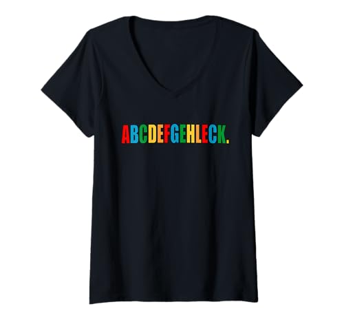 Damen abcdefgehleck T-Shirt mit V-Ausschnitt Damen abcdefgehleck T-Shirt mit V-Ausschnitt von Geschenkidee zum Geburtstag, Muttertag