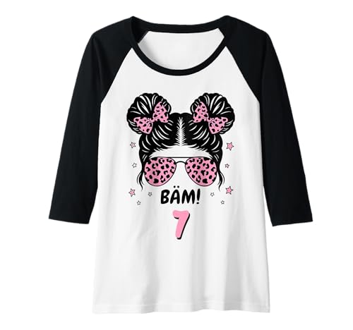 Damen BÄM 7 Geburtstag Mädchen Pink 7 Jahre 7. Geburtstag Raglan von Geschenkideen 7. Geburtstag Mädchen