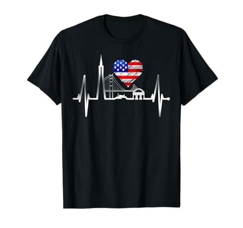 San Francisco Skyline Herzschlag Kalifornien San Francisco T-Shirt San Francisco Skyline Herzschlag Kalifornien San Francisco T-Shirt von Kalifornien Skylines Für USA Westküste Trip