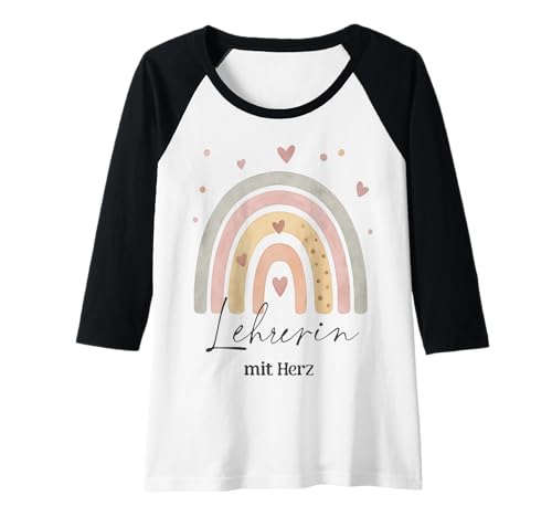 Damen Lehrerin Mit Herz Regenbogen Lehrer Schule Klassenlehrerin Raglan von Geschenkideen Für Lehrerinnen