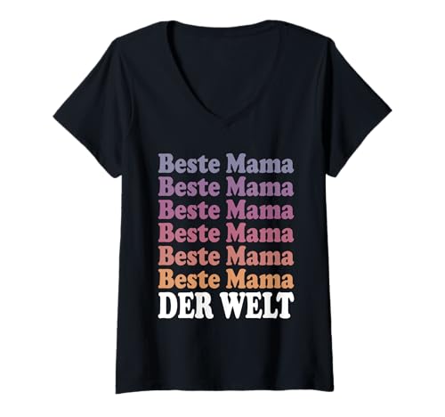 Damen Lustiger Mutter Spruch Beste Mama Der Welt Muttertag T-Shirt mit V-Ausschnitt von Geschenkideen Für Mama Frauen Und Mütter Mit Herz