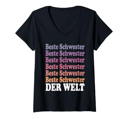 Damen Lustiger Geschwister Spruch Beste Schwester Der Welt T-Shirt mit V-Ausschnitt Damen Lustiger Geschwister Spruch Beste Schwester Der Welt T-Shirt mit V-Ausschnitt von Geschenkideen Für Schwester Geschwister Familie