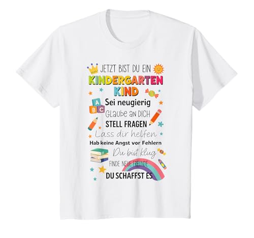 Kinder Jetzt Bist Du EIN Kindergartenkind Bunter Mut Spruch T-Shirt von Geschenkideen Kindergartenstart & Kita Kinder