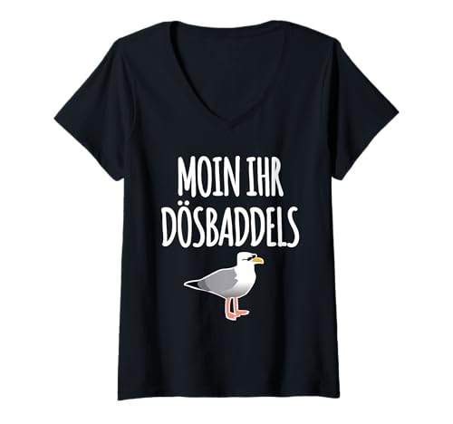 Damen Moin Ihr Dösbaddels T-Shirt mit V-Ausschnitt Damen Moin Ihr Dösbaddels T-Shirt mit V-Ausschnitt von Geschenkideen aus Norddeutschland