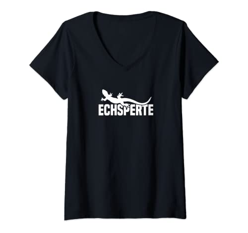 Damen Echsperte Experte Echse Eidechse Reptilien T-Shirt mit V-Ausschnitt Damen Echsperte Experte Echse Eidechse Reptilien T-Shirt mit V-Ausschnitt von Geschenkideen für Fans von Reptilien