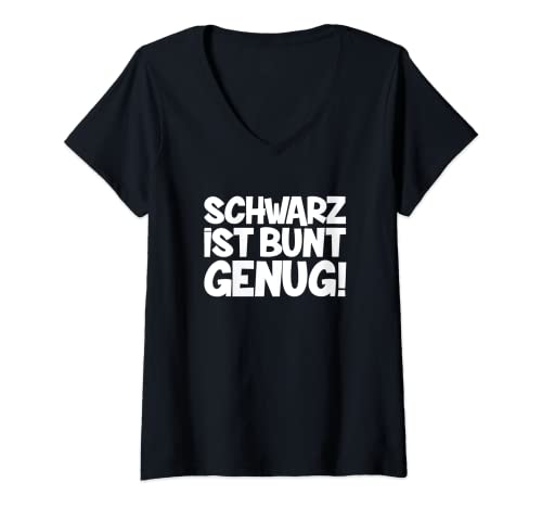 Damen Schwarz ist bunt genug T-Shirt mit V-Ausschnitt Damen Schwarz ist bunt genug T-Shirt mit V-Ausschnitt von Geschenkideen für Gothics und Emos