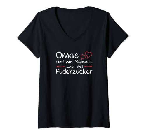 Damen Omas sind wie Mamas nur mit Puderzucker Großmutter Oma T-Shirt mit V-Ausschnitt Damen Omas sind wie Mamas nur mit Puderzucker Großmutter Oma T-Shirt mit V-Ausschnitt von Geschenkideen für Großeltern und Enkelkinder