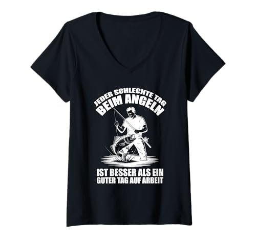 Damen Lustiges Angeln Design für Fischer und Sportangler Angler T-Shirt mit V-Ausschnitt Damen Lustiges Angeln Design für Fischer und Sportangler Angler T-Shirt mit V-Ausschnitt von Geschenkideen für Hobby Angler und Fischer Sprüche