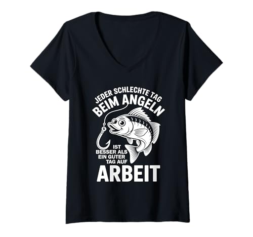 Damen Lustiges Angeln Design für Fischer und Sportangler Angler T-Shirt mit V-Ausschnitt Damen Lustiges Angeln Design für Fischer und Sportangler Angler T-Shirt mit V-Ausschnitt von Geschenkideen für Hobby Angler und Fischer Sprüche