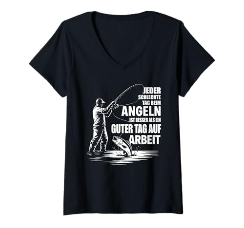 Damen Lustiges Angeln Design für Fischer und Sportangler Angler T-Shirt mit V-Ausschnitt Damen Lustiges Angeln Design für Fischer und Sportangler Angler T-Shirt mit V-Ausschnitt von Geschenkideen für Hobby Angler und Fischer Sprüche