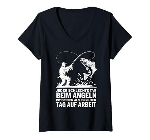 Damen Lustiges Angeln Design für Fischer und Sportangler Angler T-Shirt mit V-Ausschnitt Damen Lustiges Angeln Design für Fischer und Sportangler Angler T-Shirt mit V-Ausschnitt von Geschenkideen für Hobby Angler und Fischer Sprüche