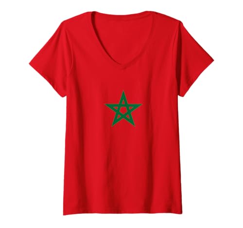 Damen Marokkanische Flagge Marokko T-Shirt mit V-Ausschnitt von Geschenkideen für Marokkaner
