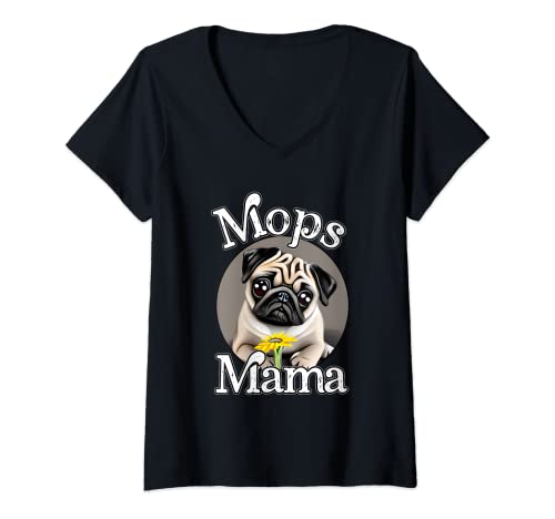 Damen Mops Hunde Geschenke für Hundehalter T-Shirt mit V-Ausschnitt Damen Mops Hunde Geschenke für Hundehalter T-Shirt mit V-Ausschnitt von Geschenkideen für Mops Hundeliebhaberin