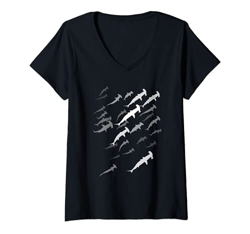 Damen Hammerhaie Schwarm Taucher Geschenkidee T-Shirt mit V-Ausschnitt Damen Hammerhaie Schwarm Taucher Geschenkidee T-Shirt mit V-Ausschnitt von Geschenkideen von Tauchern für Taucher
