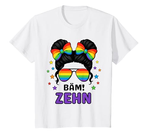 10. Geburtstag Mädchen Messy Bun Bäm! Zehn Regenbogen T-Shirt 10. Geburtstag Mädchen Messy Bun Bäm! Zehn Regenbogen T-Shirt von Geschenkideen zum 10. Geburtstag für Mädchen