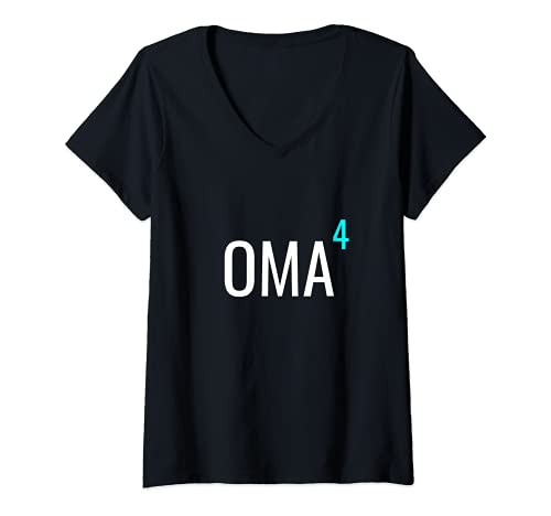 Damen Oma hoch 4 - Mathematik-Design Großmama von vier Enkeln T-Shirt mit V-Ausschnitt Damen Oma hoch 4 - Mathematik-Design Großmama von vier Enkeln T-Shirt mit V-Ausschnitt von Geschenkideen zum Muttertag für Nerd-Familien
