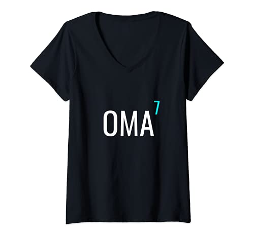 Damen Oma hoch 7 - Mathematik-Design Großmama von sieben Enkeln T-Shirt mit V-Ausschnitt Damen Oma hoch 7 - Mathematik-Design Großmama von sieben Enkeln T-Shirt mit V-Ausschnitt von Geschenkideen zum Muttertag für Nerd-Familien