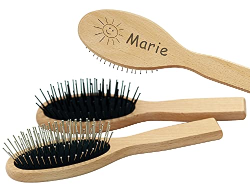 Haarbürste Holz - Premium Bürste für Damen und Herren inklusive personalisierte Gravur - wahlweise Kunststoff- oder Metallborsten, zum Kämmen, Stylen, Pflegen, antistatisch und vegan von Geschenkissimo