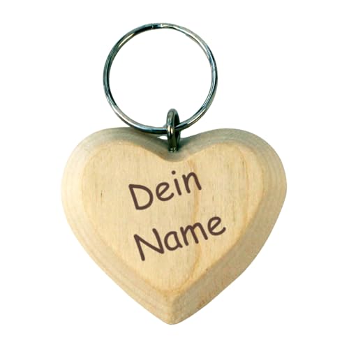 Schlüsselanhänger Herz mit Gravur - beschriftbar mit Name + Motive wie Liebe, Auto, Schutzengel, Einhorn, Fußball, Notenschlüssel - persönliches Geschenk für Partner, Eltern, Kinder ... von Geschenkissimo