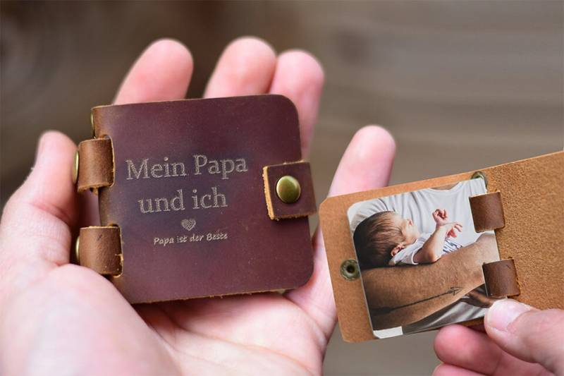 Personalisierts Leder Fotoalbum Mit Deinen Fotos Bedruckt | Geschenk Für Papa von GeschenkmeisterShop