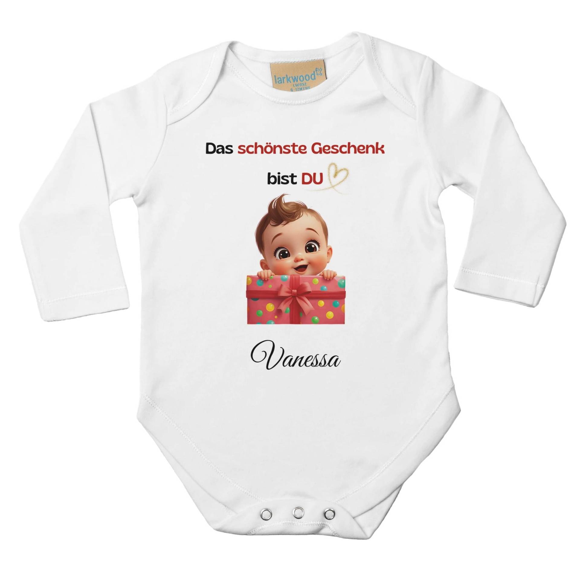 Personalisierbarer Baby-Body "Das Beste Geschenk Bist Du" - Süßer Langarm Body in Weiß von GeschenkmomentShop