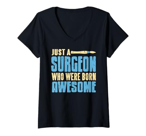 Damen Lustiger Stolzer Chirurg Humor Geboren Wirklich Genial T-Shirt mit V-Ausschnitt Damen Lustiger Stolzer Chirurg Humor Geboren Wirklich Genial T-Shirt mit V-Ausschnitt von Geschickte Medizinische Helden und Chirurgie Humor