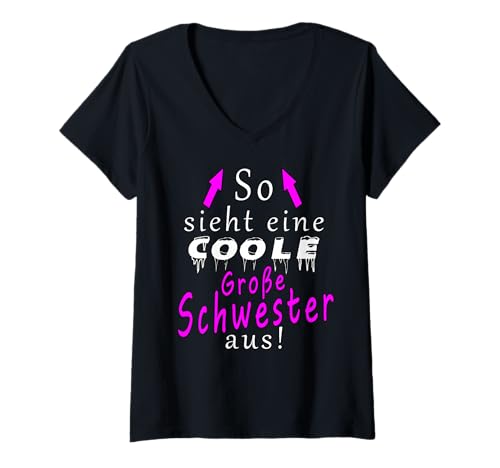 Damen So Sieht Eine Coole Große Schwester Aus Lustig T-Shirt mit V-Ausschnitt Damen So Sieht Eine Coole Große Schwester Aus Lustig T-Shirt mit V-Ausschnitt von Geschwister Bruder Schwester Geschenke Lustig
