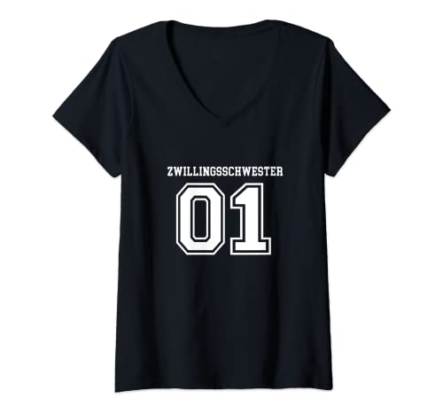 Damen Partnerlooks Zwillinge Zwillingsschwestern Team 2 Schwester T-Shirt mit V-Ausschnitt Damen Partnerlooks Zwillinge Zwillingsschwestern Team 2 Schwester T-Shirt mit V-Ausschnitt von Geschwister Geschenke Für Schwestern Partnerlook