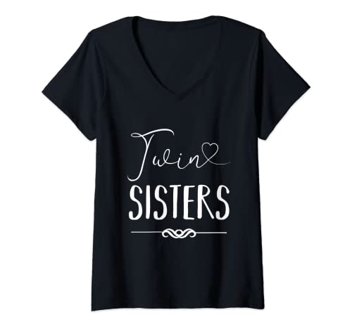 Damen Twin Sisters - Zwillingsschwestern T-Shirt mit V-Ausschnitt Damen Twin Sisters - Zwillingsschwestern T-Shirt mit V-Ausschnitt von Geschwister Partnerlook Geschenke
