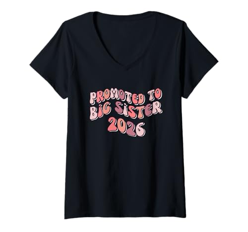 Damen Große Schwester Regenbogen Süßes Geschwister 2026 T-Shirt mit V-Ausschnitt Damen Große Schwester Regenbogen Süßes Geschwister 2026 T-Shirt mit V-Ausschnitt von Geschwister Tiere Große Geschwister